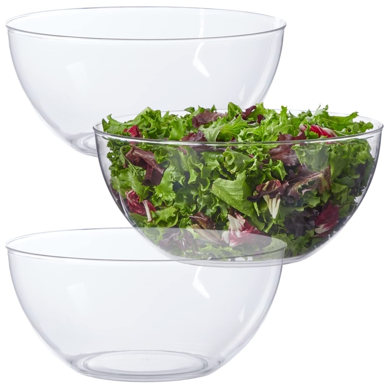 Acrylic Serving Bowl Set Tapered Sides Stackable Design Clear