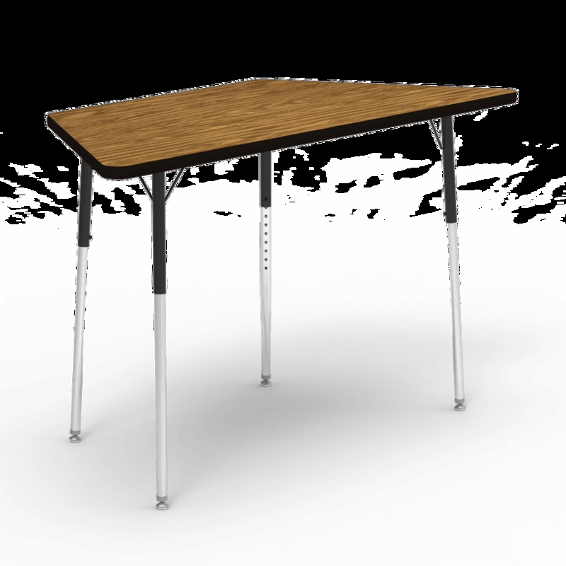 Activity Table Trapezoid Shape Adjustable Height Metal Legs Laminate Top