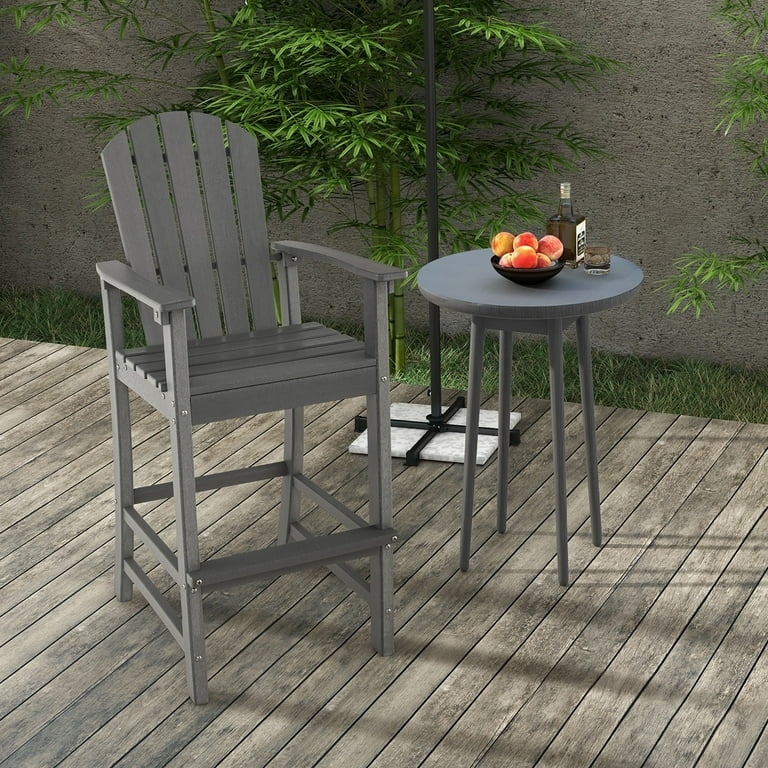 Adirondack Bar Stool in Grey Synthetic Wood with High Backrest