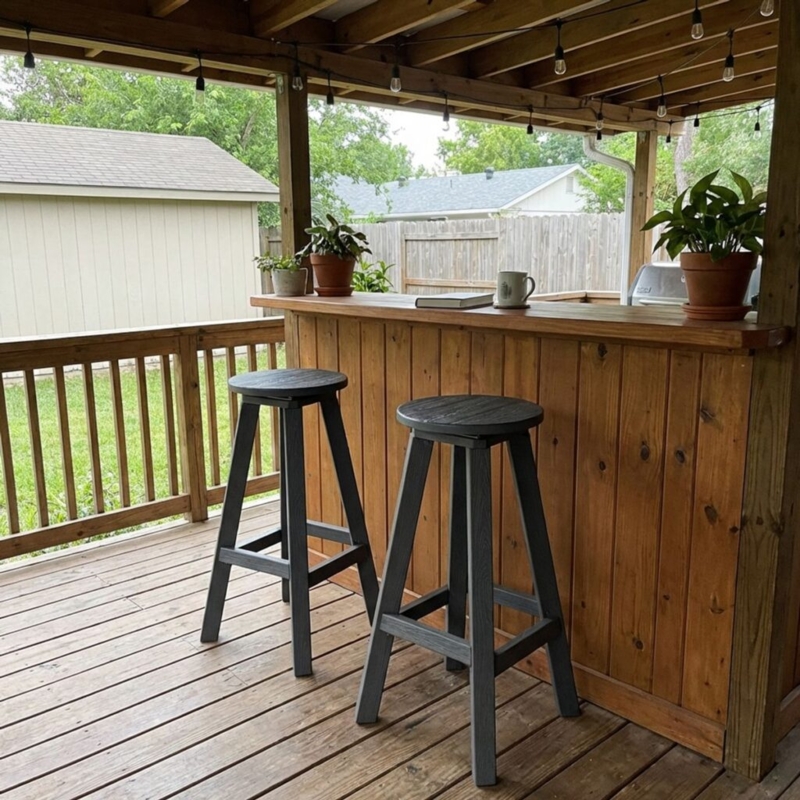 Adirondack Style Bar Height Chairs with Swivel Base in Slate Gray