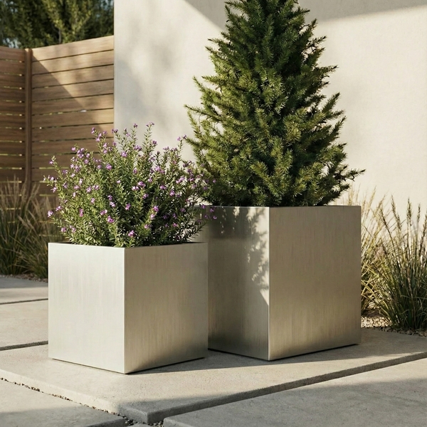 Aluminum Cube Planters with Seamless Welding, Modern Industrial Style