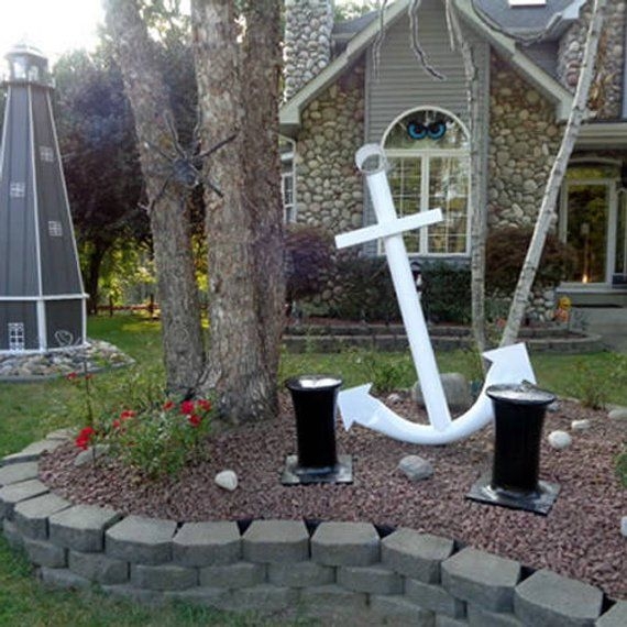 Anchor Wall Decor With Rope Detailing 68 Inch Tall Large Navy Accent