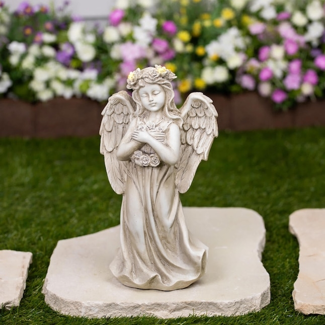 Angel Statue LED Lighted Standing Cherub with Flower Crown