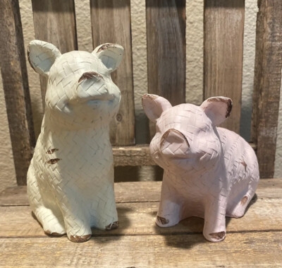 Animal Figurine Set Of Two Textured Hair Country Style Animal Statues