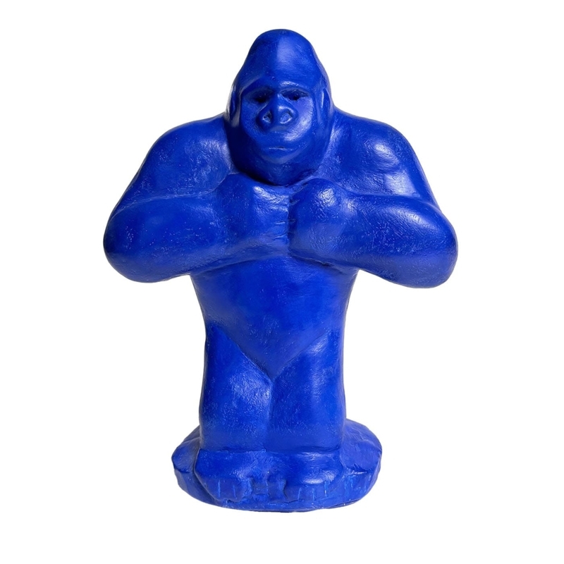 Animal Sculpture Electric Blue Gorilla Silhouette Bold Statement Decor
