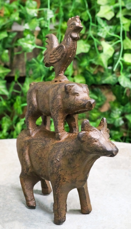 Animal Sculpture Stacked Design Rust Toned Rustic Farmhouse Decor