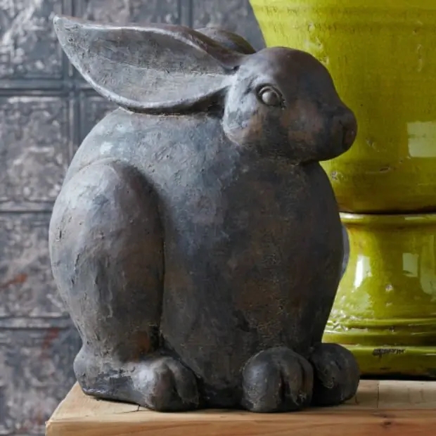 Anthropomorphic Rabbit Garden Statue Waistcoat Detail Stone