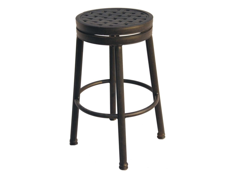 Antique Bronze Bar Stool with Lattice Seat and Circular Footrest