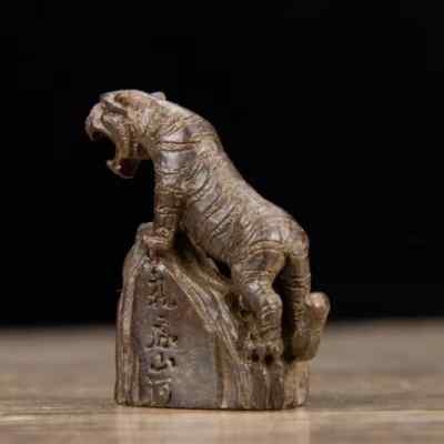 Antique Bronze Bird Figurine Decor, Small Perching Animal Sculpture