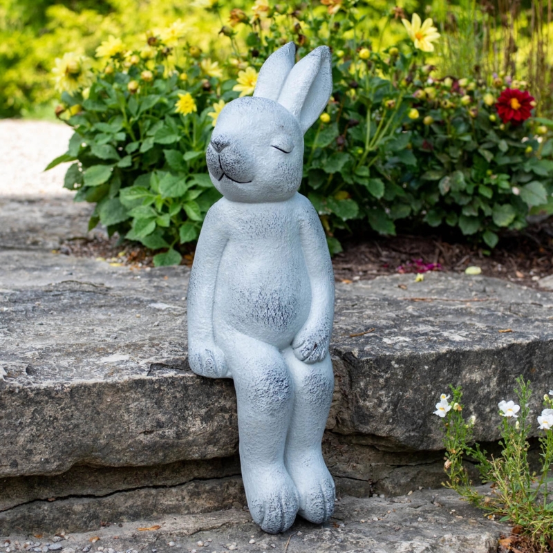 Antique Bronze Rabbit Statue Verdigris Patina Garden Decor