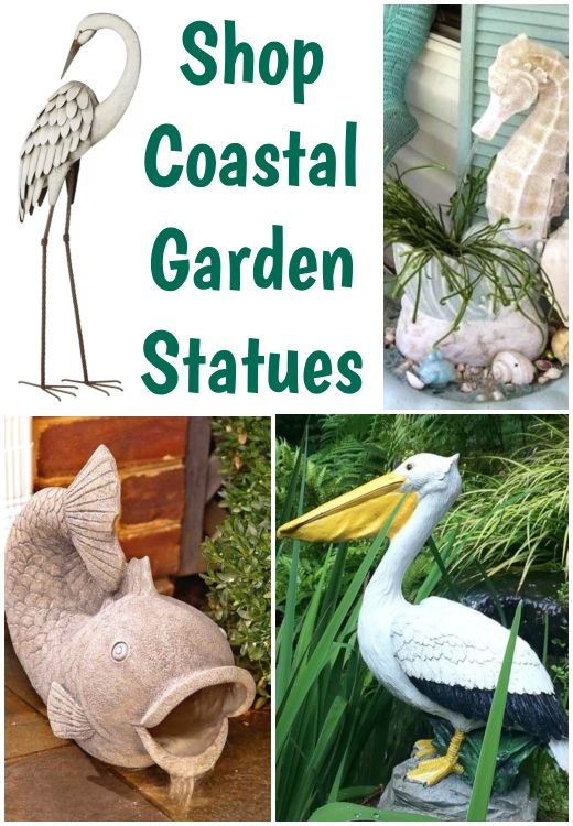 Antique Garden Statue Set: Verdigris Metal Heron Sculpture and Turtles