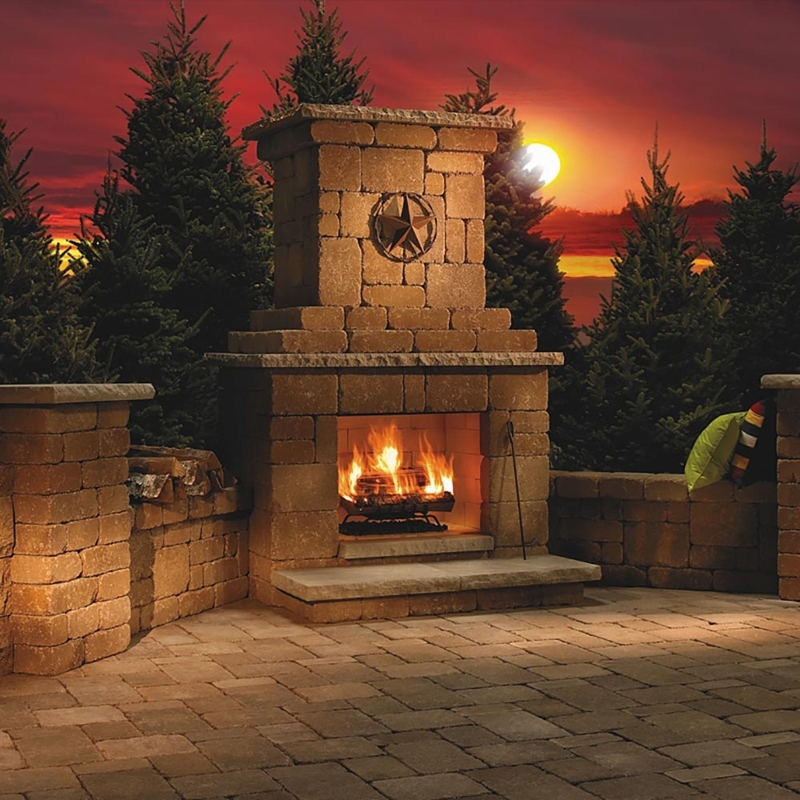 Arched Wood Burning Fireplace Kit in Bluestone Finish