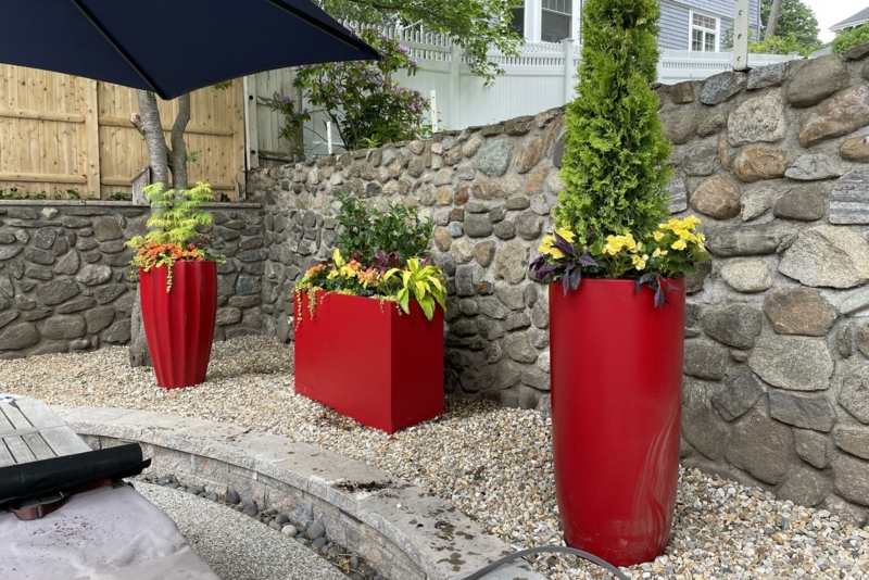 Architectural Tall Rectangular Planters in Matte White for Poolside