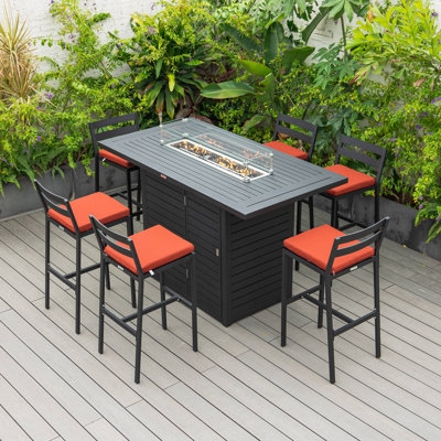Armless Patio Bar Stool with Charcoal Metal Frame and High Back