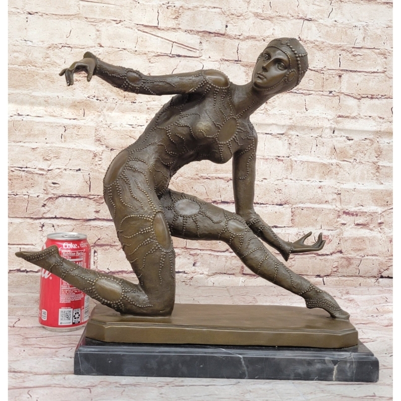 Art Deco Dancer Sculpture Marble Like Base Vintage Style