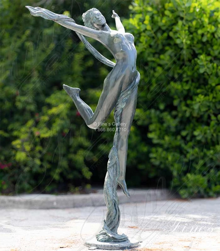 Art Nouveau Dancer Sculpture with Dynamic Pose and Drapery Detail