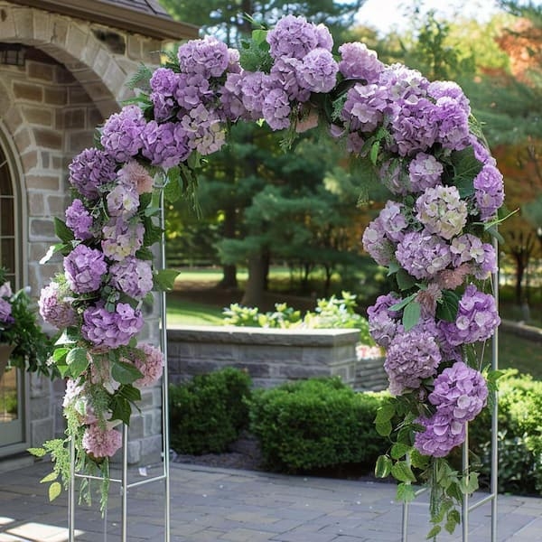 Artificial Flowers Vibrant Purple Woven Basket Farmhouse Style