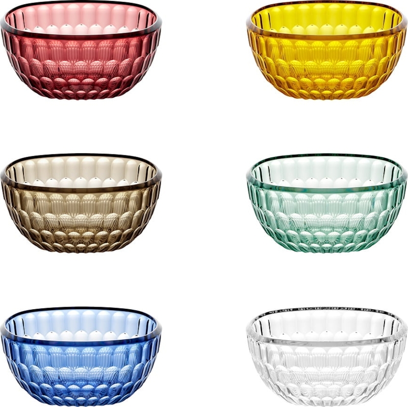 Assorted Color Small Serving Bowls, Set of 6 with Translucent Rim