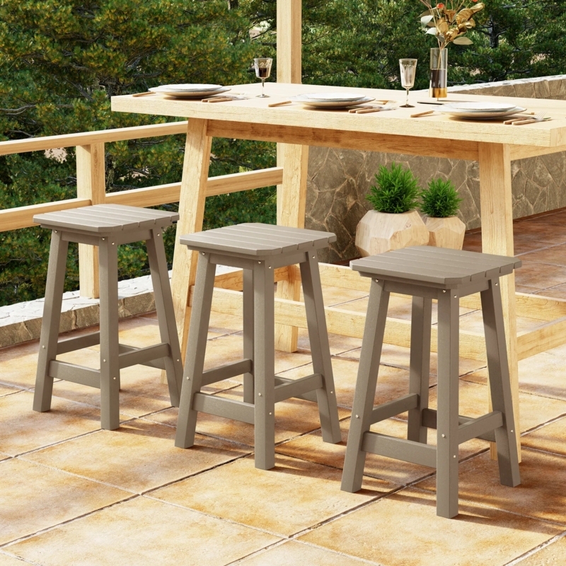 Backless Counter Stools in charcoal gray finish, HDPE material. (66)
