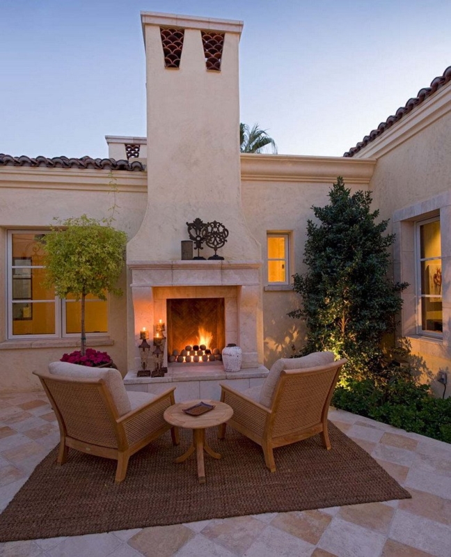 Backyard Masonry Fireplace Kit Design with Raised Hearth Feature