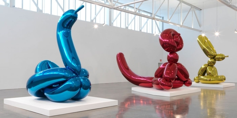 Balloon Silhouette Sculptures, Mirror Finish, Vibrant Pop Art Accents