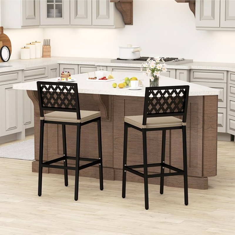 Bar Chair, Armless Silhouette Woven Seat Base Modern Poolside