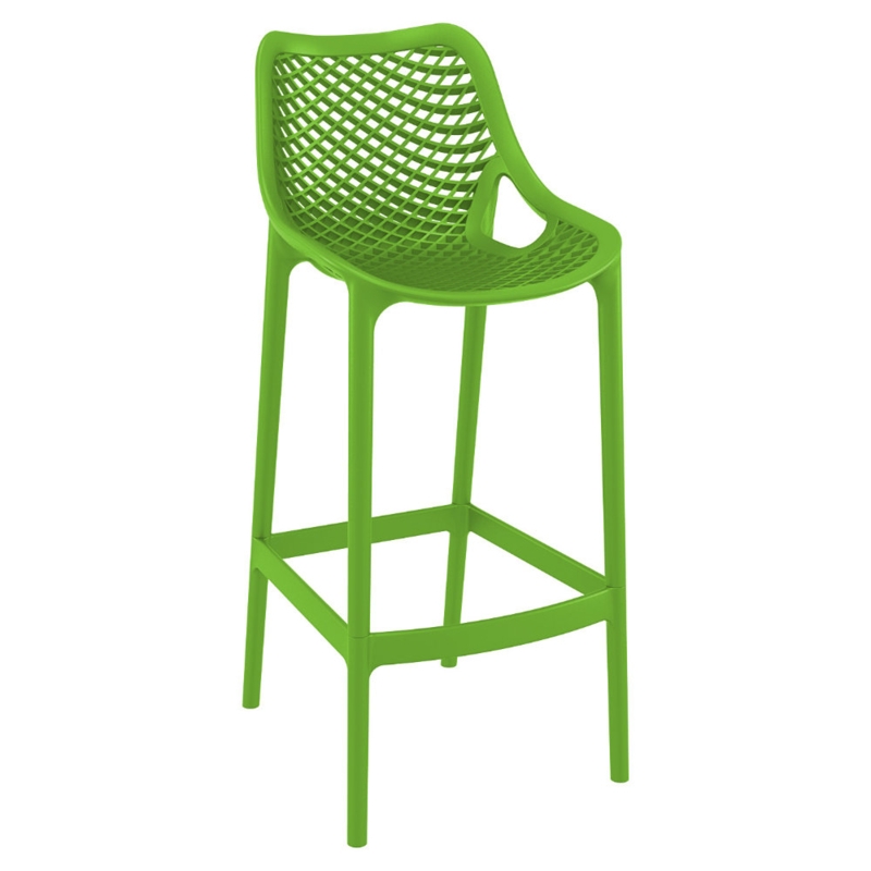 Bar Chair Green Perforated Design Resin Outdoor Seating