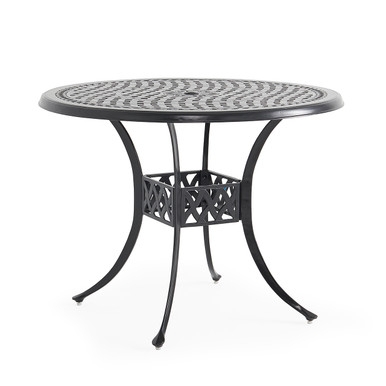 Bar Height Table Round Matte Black Metal Lattice Top
