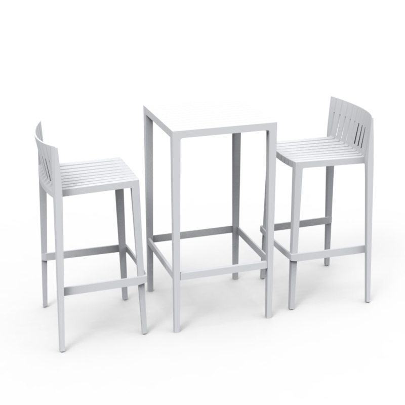 Bar Set Resin-Like Slatted Backstools Modern Minimalist Design