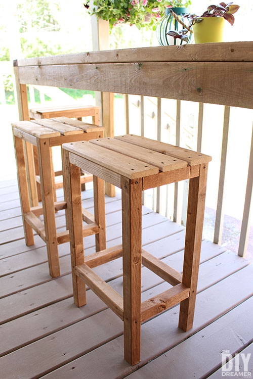Bar Stool Backless Chunky Timber Multi Level Footrests Rustic