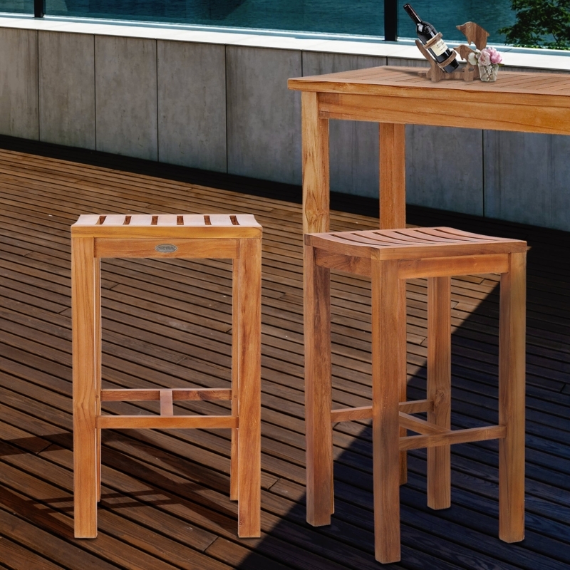 Bar Stool Backless Saddle Seat Honey Brown Wood Rustic
