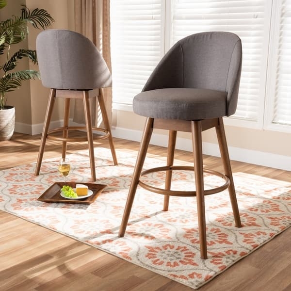 Bar Stool Bentwood Frame Swivel Seat Tapered Legs Charcoal