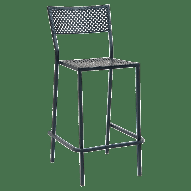 Bar Stool Black Metal Checkered Seat Modern Industrial Design