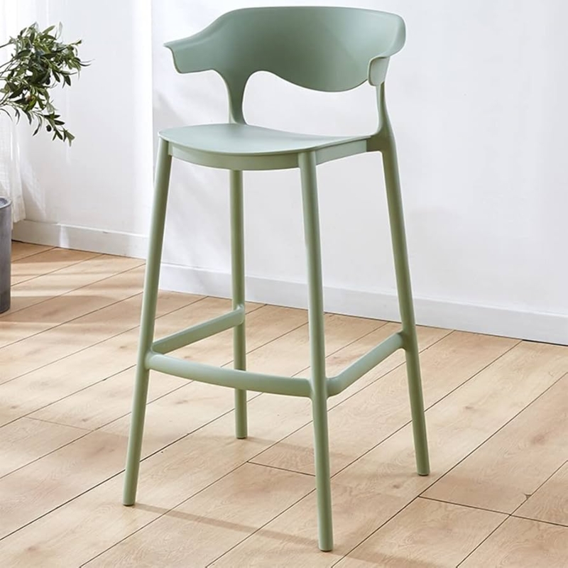 Bar Stool Black Molded Seat Low Back Minimalist Design