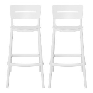 Bar Stool Black Stackable Resin Backless Seat Cutout