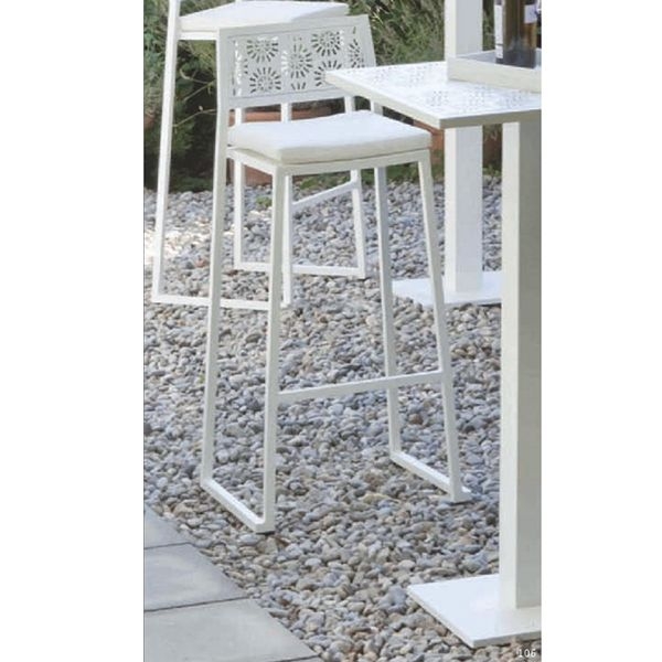 Bar Stool Brushed Silver Stainless Steel Dark Grey Synthetic Slats