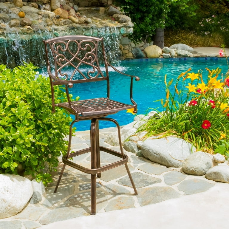 Bar Stool Copper Finish Circular Back, Industrial Style Seating