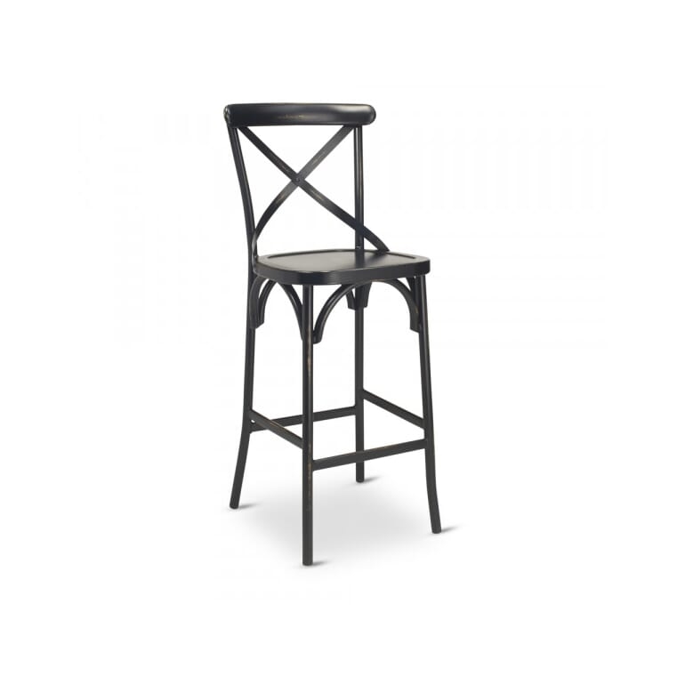 Bar Stool Cross-Back Classic Bistro, Slatted Seat Aluminum Patio Chair