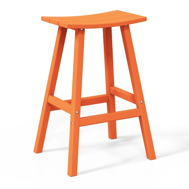Bar Stool Cyan Blue Slatted Back Poly Plastic Armless