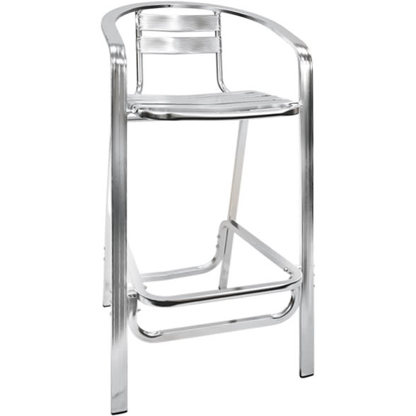 Bar Stool Double Tube Frame Aluminum Slat Back Industrial Patio