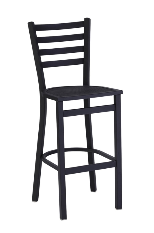 Bar Stool Ladder Back Minimalist Design, Matte Black Metal Patio Seating