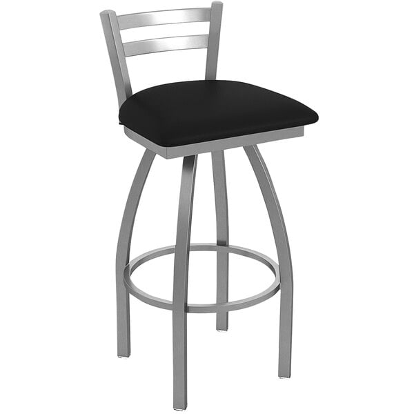 Bar Stool, Low Back Swivel Perforated Seat Industrial Metal