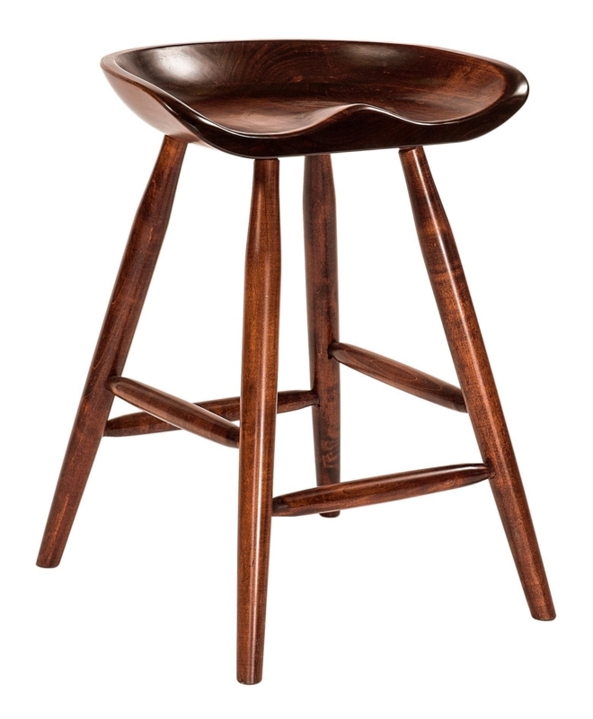 Bar Stool Mid-Century Saddle Seat Backless Upholstered