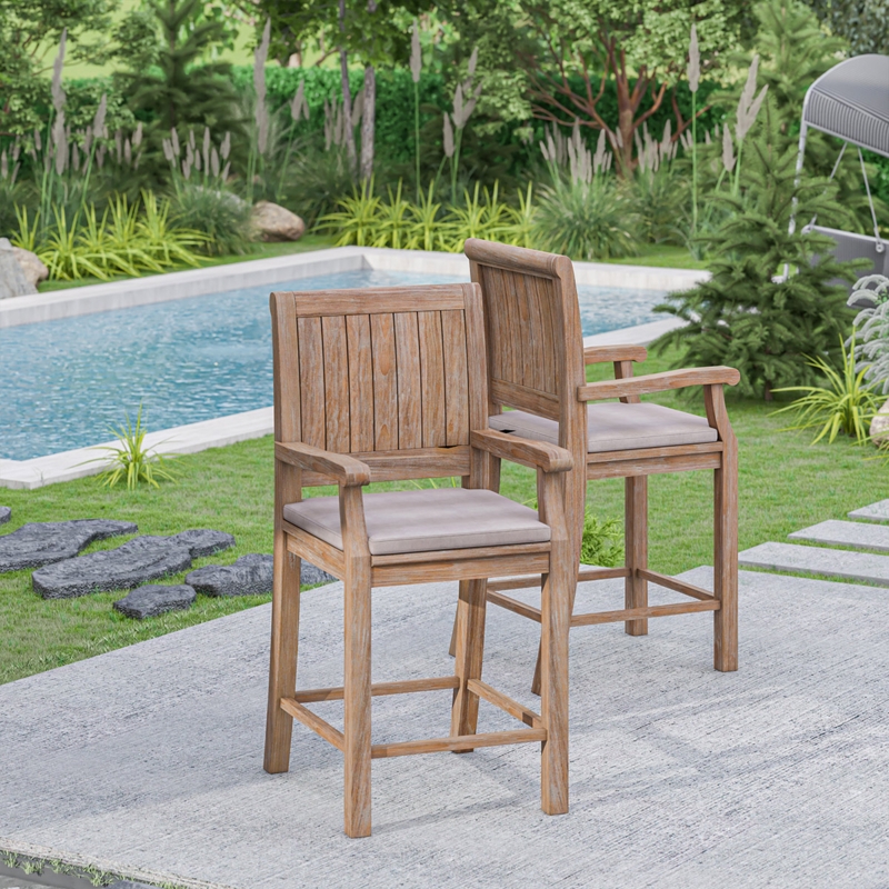 Bar Stool Mission Slat Back Design Natural Wood Finish