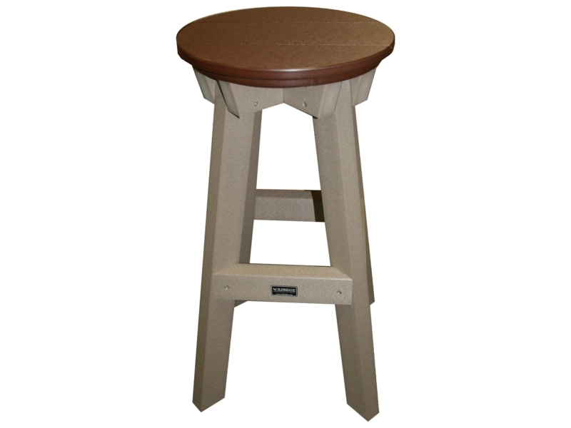 Bar Stool Off-White Slatted Back Recycled Plastic Appearance