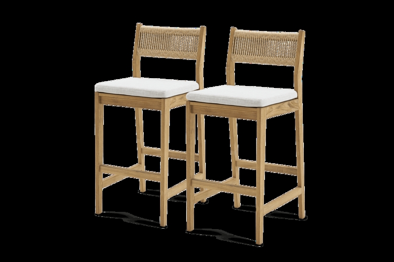 Bar Stool Scandinavian Woven Rope Back Charcoal Wood