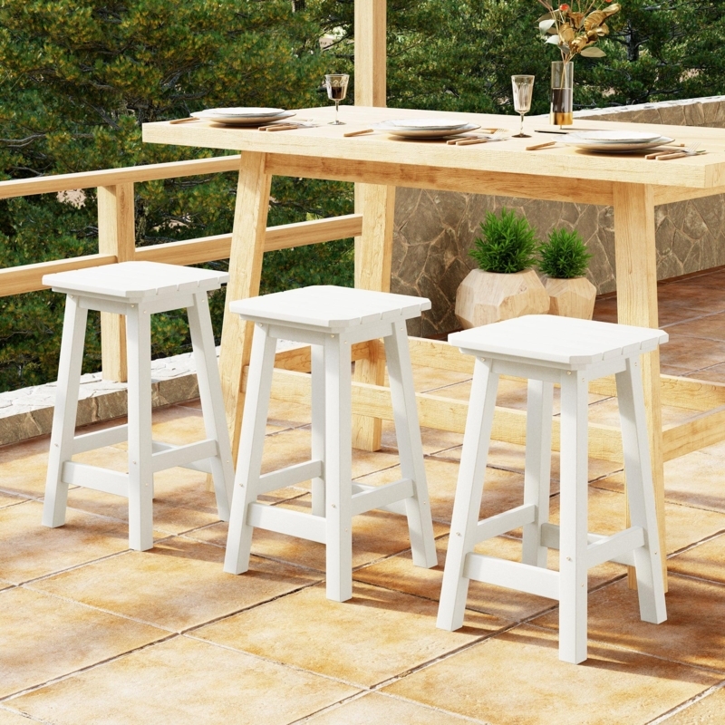 Bar Stool Slatted Seat Charcoal Finish Outdoor Patio