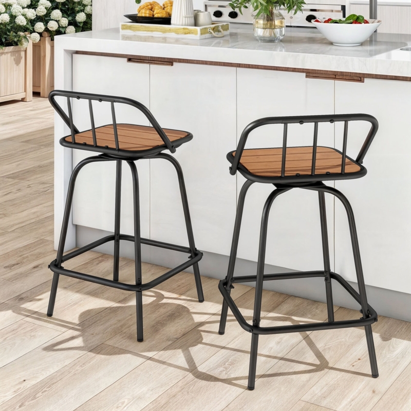 Bar Stool Swivel Base Sling Mesh Seat, Contemporary Functional Arms