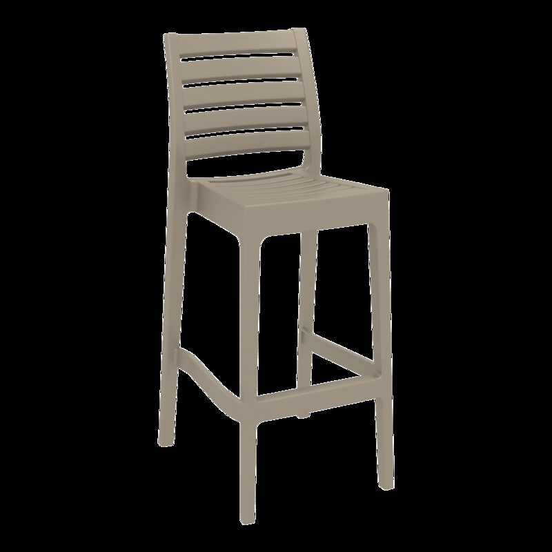 Bar Stool Taupe Woven Resin Texture Armless Silhouette Modern