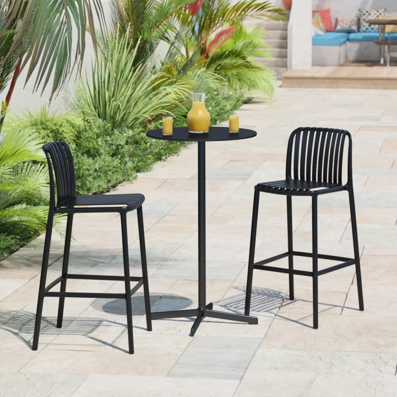Bar Stool Textured Seat Pattern, Sleek Clean Curved Low Back Design